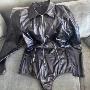 Leather bodysuit Fashion Nova